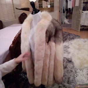 White shadow fox fur coat